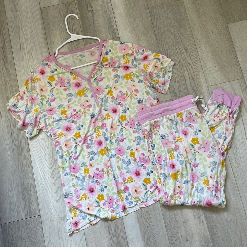 Little Sleepies Bamboo Bella Blooms Floral Pajama Set Pink (Medium) loungewear